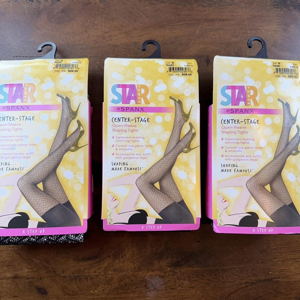 Spanx Star Power Center-Stage‎ Leggings Womens Size B Backdrop Black Lot Of 3